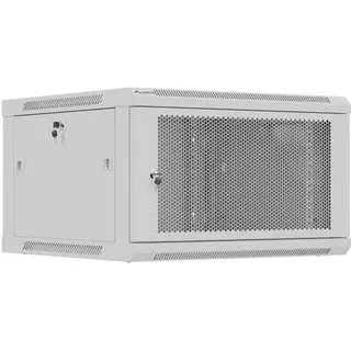 Lanberg HÄNGEREGAL EINBAUSCHRANK 19 6HE 600X600 GRAU PERFORIERTE TÜR (FLACHPACK) (6 HE, 19 Zoll Rack), Serverschrank, Schwarz, Grau