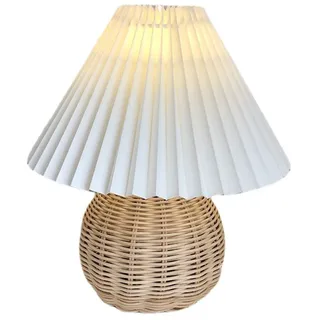 Tyenaza Tischlampe, Nachttisch Nachttisch Mini Lampe Tischlampe Rattan aus Bambus Vintage Lampe für Schlafzimmer, Wohnzimmer, Beistelltisch, Bürolampe, Leselampe(100V-240V)