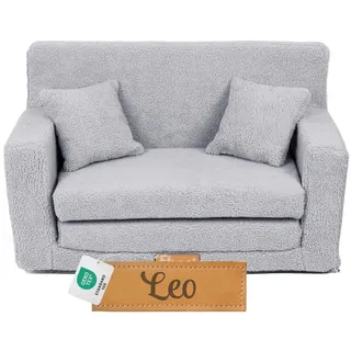 Flumi Personalisierte Kindercouch Kinder Sessel Sofa Schlafsofa jugendzimmer mit Gravur KINDERNAME Spielsofa für Kinderzimmer Schlafsessel Bettfunktion Kindermöbel 92x40x60 (Boucle Grau)