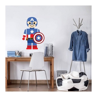 Wall-Art Wandtattoo Spielfigur Held Captain America (1 St), selbstklebend, entfernbar bunt 27 cm x 40 cm x 0,1 cm