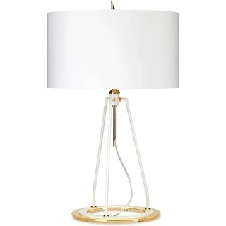 Elstead Lighting, Tischlampe, Ferrara Tischleuchte E27 Weiss Poliertes Gold Weiss mit Metallic-Gold-Futter (E27)