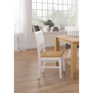 Esszimmerstuhl HOME AFFAIRE "Ruanda Holzstuhl" Stühle Gr. B/H/T: 44 cm x 92 cm x 50 cm, 2 St., Massivholz, weiß (weiß, eiche) Küchenstühle im 2er, 4er oder 6er-Set, Küchenstuhl
