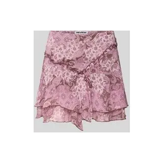 Minirock mit asymmetrischen Stufen und Rüschen, Mauve, L