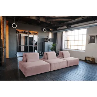 KAWOLA Modulsofa Cord 3-Sitzer Rosa