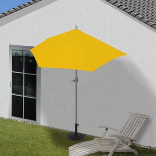 Sonnenschirm halbrund Lorca, Halbschirm Balkonschirm, UV 50+ Polyester/Alu 3kg ~ 300cm gelb mit Ständer