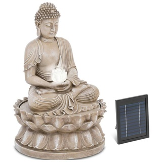 hillvert Solar Gartenbrunnen - sitzende Buddhafigur - LED-Beleuchtung