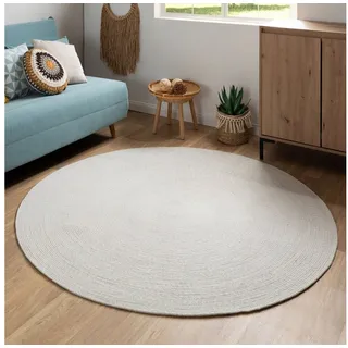 Steffensmeier Bali Handwebteppich Ø 100 cm Silber/Weiß