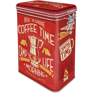Nostalgic Art Nostalgic-Art Retro Kaffeedose, 1,3 l, Camp Coffee Time – Geschenk-Idee für Camping-Fans, Blech-Dose mit Aromadeckel, Vintage Design