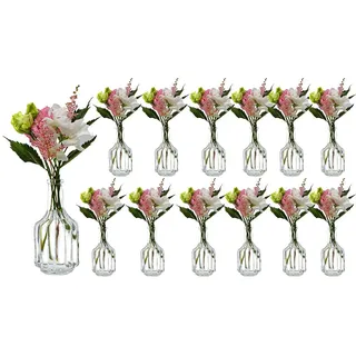 casavetro 12er Set Kleine Glasvasen Halsi Vintage Weiß, 12 x