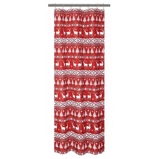Boho Weihnachten - Duschvorhang - Wasserdichtes Oxford-Polyester 90 g/m2 - 90×183 cm - Festliche Badezimmer-Deko - Standardsaum - Rot