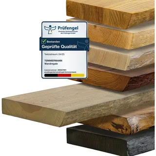 tømmermann Wandregal Schweberegal Holzregal mit Baumkante - Hängeregal aus Massivholz, Komplett-Set 130 cm