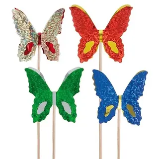 Garcia de Pou 100 Einheit Holz Eis Dekorationen metallisierten Schmetterlinge in Box, 15 cm, Holz, sortiert, 15 x 30 x 30 cm