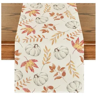 LuxusKollektion Tischläufer Herbst Tischläufer Orange Kürbisse Blätter Dekoration 40x180 cm
