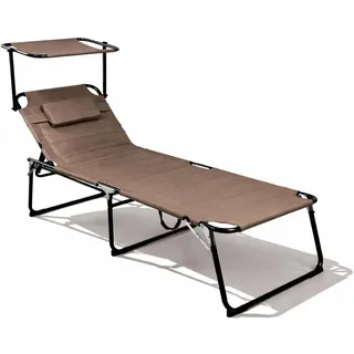 Mojawo XXL Gartenliege Taupe mit Dach