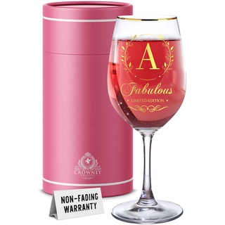 CROWNLY CRYSTAL® Geschenke für Frauen Hochzeitsgeschenke für Brautpaar Geschenke für Frauen Gläser Set Personalisierte Geschenke Weinglas Mit Gravur Geschenkideen für Frauen Wein Geschenk (A)