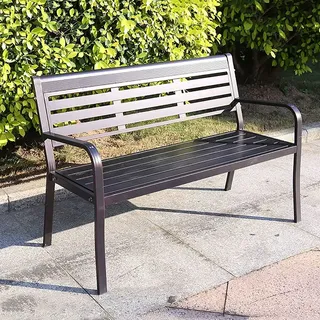 Aluminium-Gartenbank für Den Außenbereich, Terrassenstuhlmöbel mit Rückenlehne und Armlehnen, Modernes Lattendesign, Gesamtbelastung Von 300kg, für Terrasse, Rasen, Balkon, Hof und Innenbereich ( Colo
