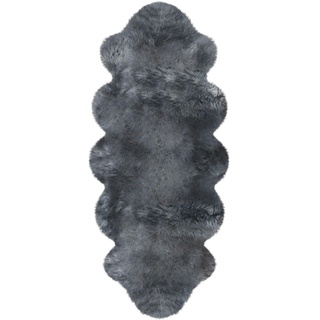 Fellteppich HEITMANN FELLE "Doppel-Lammfell" Teppiche Gr. B/L: 62 cm x 175 cm, 70 mm, 1 St., grau Fellteppich Teppich Esszimmerteppiche Teppiche echtes Austral. Lammfell, auch als Bettvorleger geeignet