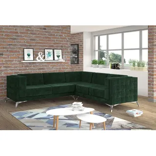 Sofa L-Form Chesterfield Couch Wohnlandschaft Garnitur Design Klassische Ecksofa - Grün