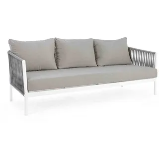 Gartensofa Florencia aus Aluminium und Olefin, modern gepolstert, weiß, inkl. Kissen