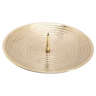 Nklaus Kerzen -Rillen-Teller mit Dorn Ø15cm Kerzenteller Messing Gold Kerzenhalter Spiralen-Design 10563