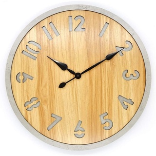 K&L Wall Art Wanduhr Große Vintage Wanduhr XXL MDF Holz Betonoptik langlebige Uhr (lautloses Uhrwerk ohne Ticken) beige