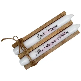 Kerze mit Spruch | 2er Set Muttertag und Beste Mama rosa