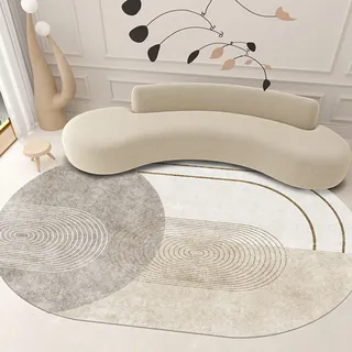 Geometrischer Ovaler Teppich 120x200 cm Moderner Indoor-Bereich Teppich für Wohnzimmer & Schlafzimmer Stilvolle Wohndeko Weiches Licht Design Vielseitig & Trendy Tappeti