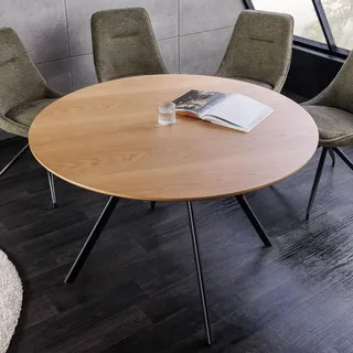 riess-ambiente Design Esstisch ATELIER rund 100cm Eiche Metall schwarz Metall Esszimmertisch Tisch Küchentisch - Schwarz