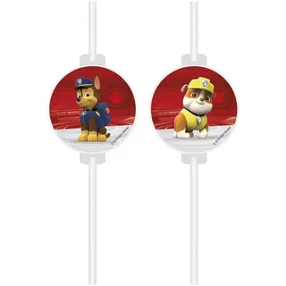 Festivalartikel Trinkhalme Paw Patrol Trinkhalme 4 Stück Papierstrohhalme Einweg Strohhalme