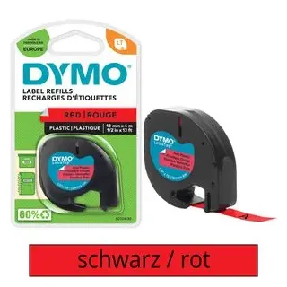 Dymo Schriftband S0721680 Schwarz/Rot 12mm x 4m