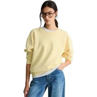 Sweatshirt MARC O'POLO DENIM "aus softer Bio-Baumwolle", Damen, Gr. XL, gelb (paris gelb), Obermaterial: 100% Baumwolle, unifarben, relaxed fit, Rundhals, doppelte Bündchen, Sweatshirts Sweatshirt