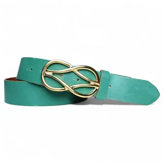 FRONHOFER Hüftgürtel Damen Rindsleder breit (1-St) 4 cm, vergoldet, fürs Business grün Körperumfang 115 cm / Gesamtlänge 130 cm