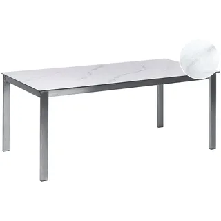 Beliani Gartentisch 180 x 90 x 75 cm Weiß/Silber
