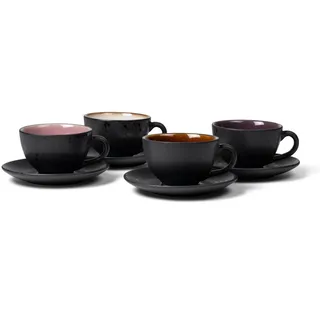 Bitz Kaffeetasse mit Untertasse 0,24 l Schwarz/Amber 4 St.