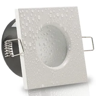 trendlights24 Aqua Base IP65 Bad Decken Einbauleuchte Weiß eckig für 12V 230V LED Halogen Einbaustrahler für Dusche, Nassraum Feuchtraum & außen
