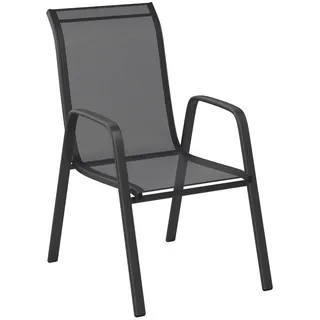 Ambia Garden Stapelstuhl, Anthrazit, Schwarz, Metall, Kunststoff, Textil, Flachrohr, 54x93x74 cm, stapelbar, Gartenmöbel, Gartenstühle, Gartenstühle stapelbar