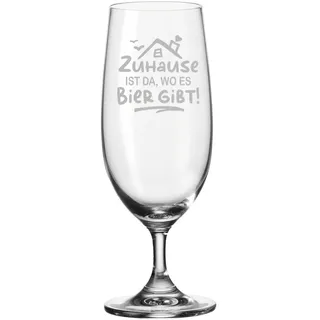 GRAVURZEILE Leonardo Bierglas mit Gravur - Zuhause ist da, wo es Bier gibt - Biertulpe als Geschenk für Männer - Geschenkidee zum Geburtstag - Geschenke für Papa zum Vatertag - 280 ml