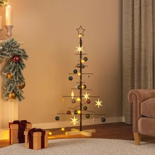 Homgoday Weihnachtsbaum Metall mit Holzständer Tannenbaum Christbaum Dekobaum Metallbaum Weihnachtsdeko Deko Weihnachten Schwarz 120 cm
