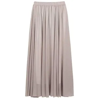 CAMILIFE Damen Chiffon Langer Rock Strandrock Maxirock Chiffonrock Damenrock für Sommer Strand Alltag Party Rocklänge 100cm - Einfarbig Hellgrau - 34-40