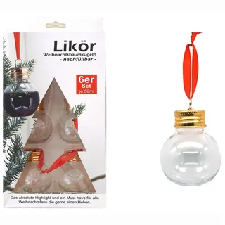 Annastore Christbaumschmuck Weihnachtskugeln zum Befüllen mit Likör oder Schnaps (6-tlg), Christbaumkugeln zum Füllen mit Schnaps, Ø ca. 6 cm