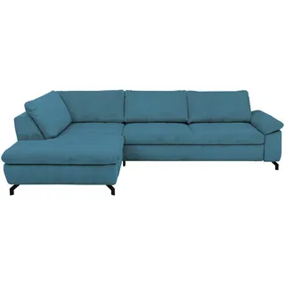 Beldomo Style Ecksofa Sense, Petrol, Metall, 3-Sitzer, Ottomane links, L-Form, 291x197 cm, Goldenes M, Typenauswahl, Fußauswahl, Stoffauswahl, seitenverkehrt erhältlich, individuell planbar, Wohnzimmer, Sofas & Couches, Wohnlandschaften, Ecksofas