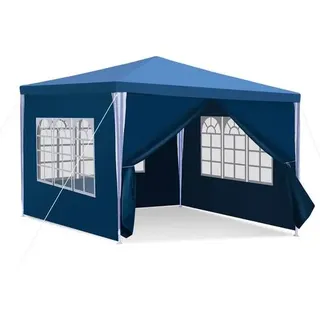 Pavillon 3x3 m Blau Partyzelt Gartenpavillon mit Seitenteilen für Garten Camping
