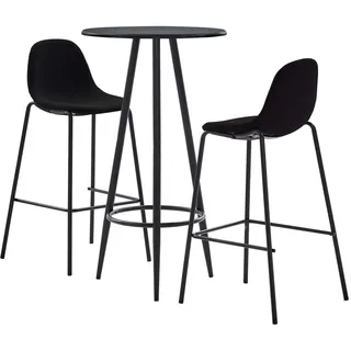 vidaXL 3-tlg. Bar-Set 2 x Barhocker, 1 x Tisch Stoff Schwarz