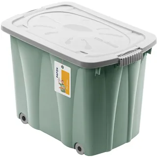 PAFEN Piraten Box Schatzkiste 62l Spielzeugkiste mit Rollen 58x42x37 Grün