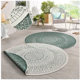 HANSE HOME Porto Wendeteppich", grün, H:5mm ⌀100cm Kunstfaser, Teppiche, Teppich, Wetterfest, Balkon, Garten, Wohnzimmer, Wasserfest
