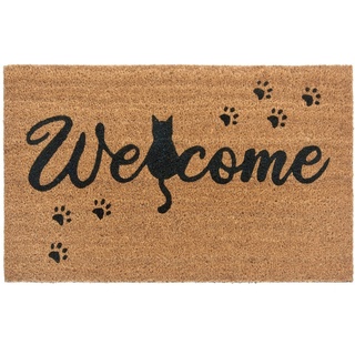Fußmatte Mix Mats Kokos Cat Paws Welcome, HANSE Home, rechteckig, Höhe: 15 mm, Kokos, Schmutzfangmatte, Outdoor, Rutschfest, Innen, Kokosmatte, Flur braun