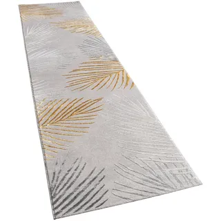 Paco Home Teppich Wohnzimmer Kurzflor Blätter Floral Regenbogen Geometrisch Grösse 80x150 cm, - gold,
