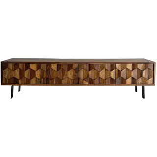 FineBuy TV Board Lowboard 160 x 35 x 40 cm Braun/Massivholz