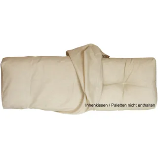 LILENO HOME Palettenkissen Bezug Beige - Ersatzbezug für Rückenkissen 120 x | 40 x 16-20 cm - Polster Bezug für Europaletten - Palettenkissen Outdoor Hülle für Palettenmöbel