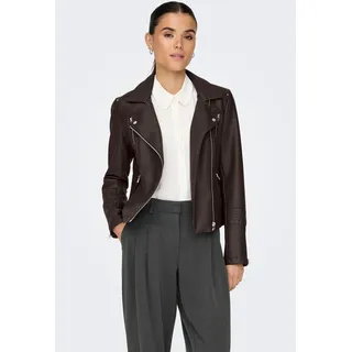 Only Lederimitatjacke ONLGEMMA FAUX LEATHER BIKER OTW NOOS im Biker-Style braun S (36)